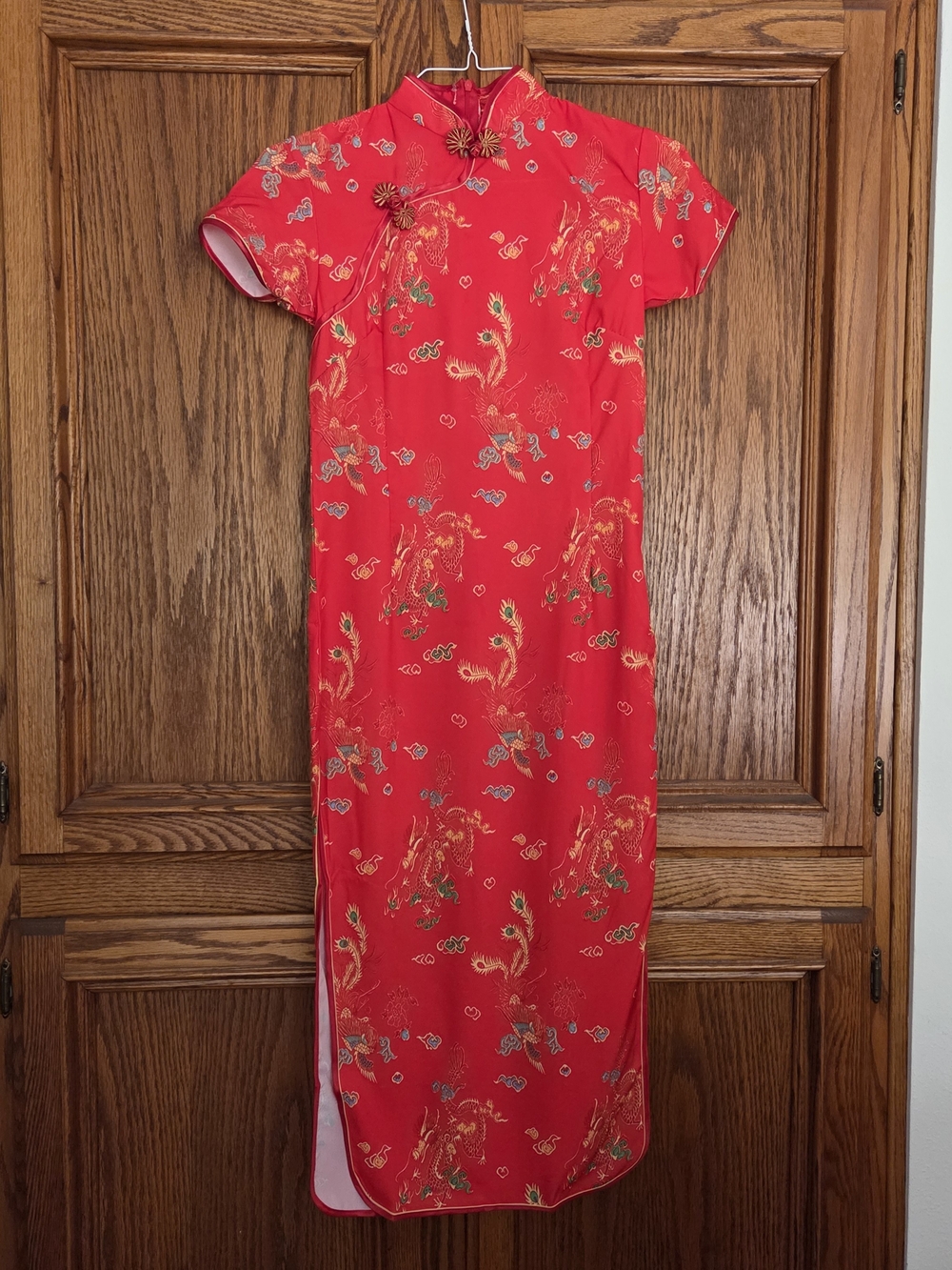 Red Printed Chinese Qipao / Cheongsam Dress